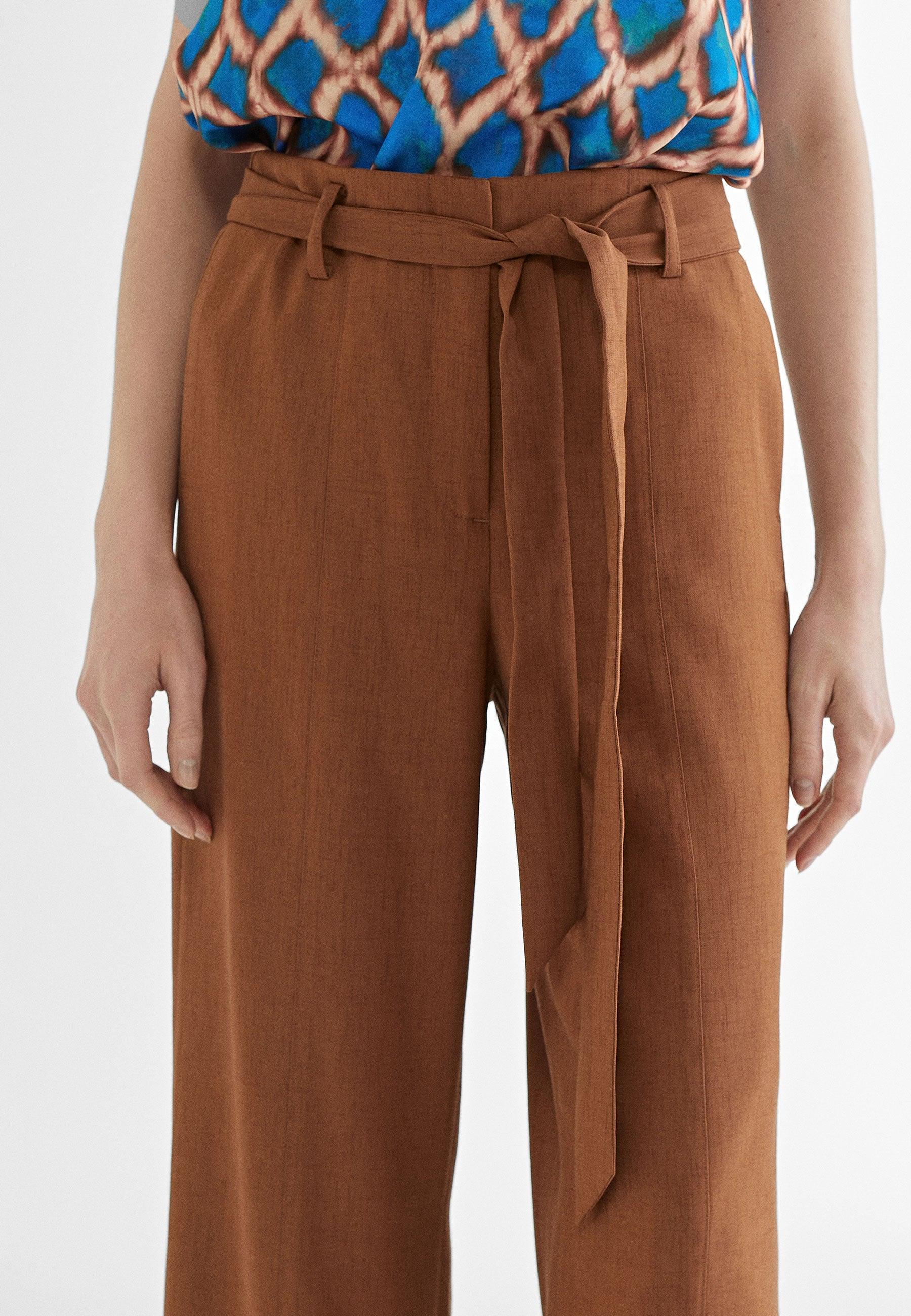 MS2414013-Brown-Trousers with belt and slits