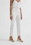 MS2414014-Ecru-Cropped trousers with slits