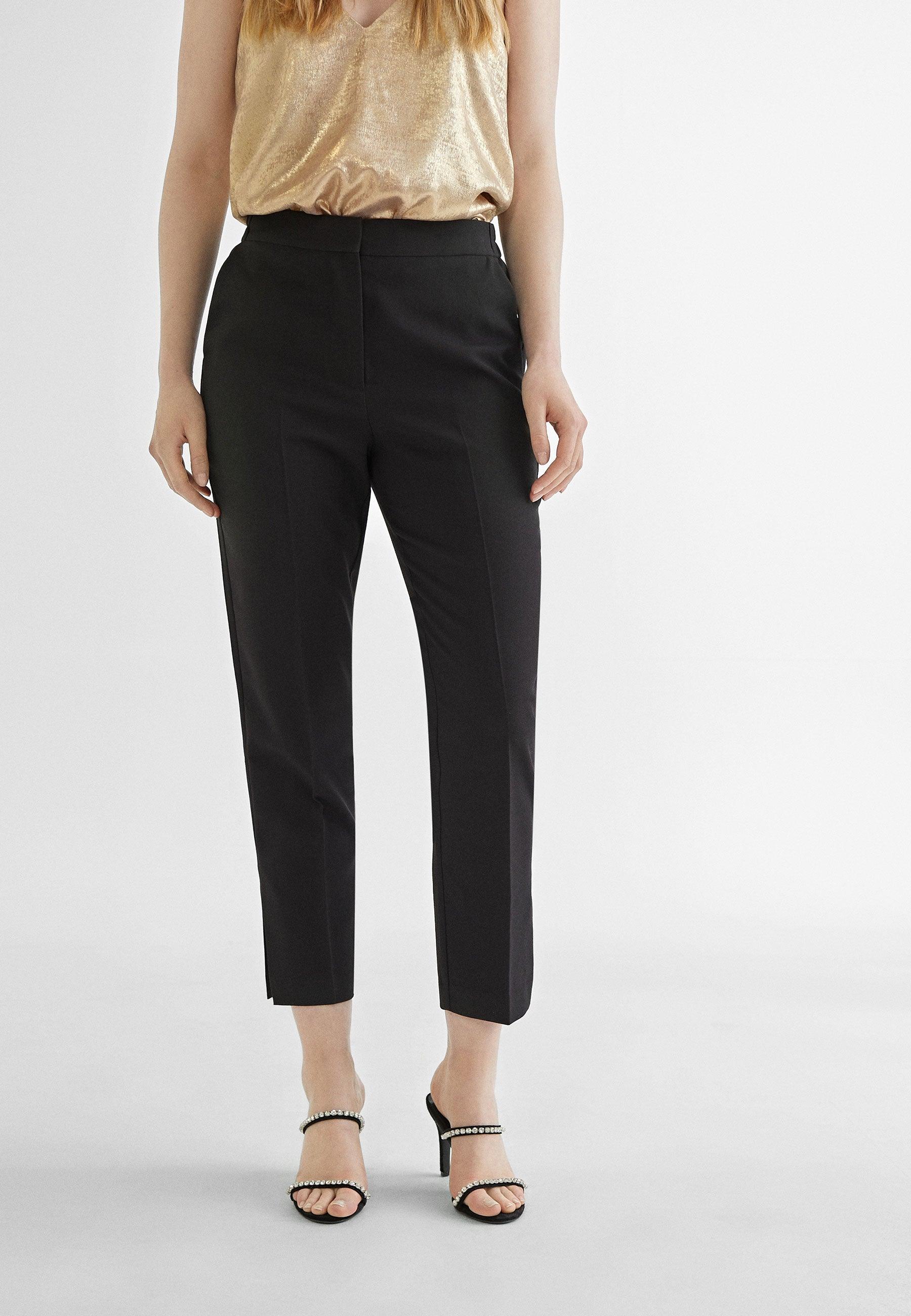 MS2414014-Black-Cropped trousers with slits