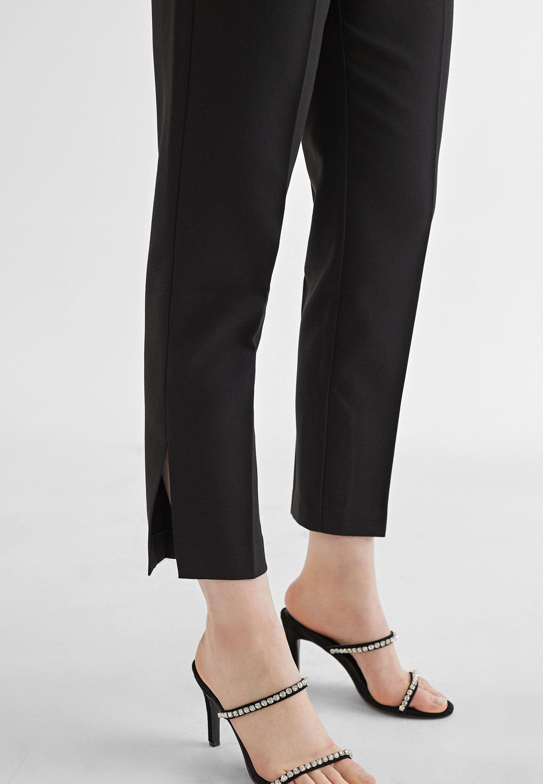 MS2414014-Black-Cropped trousers with slits