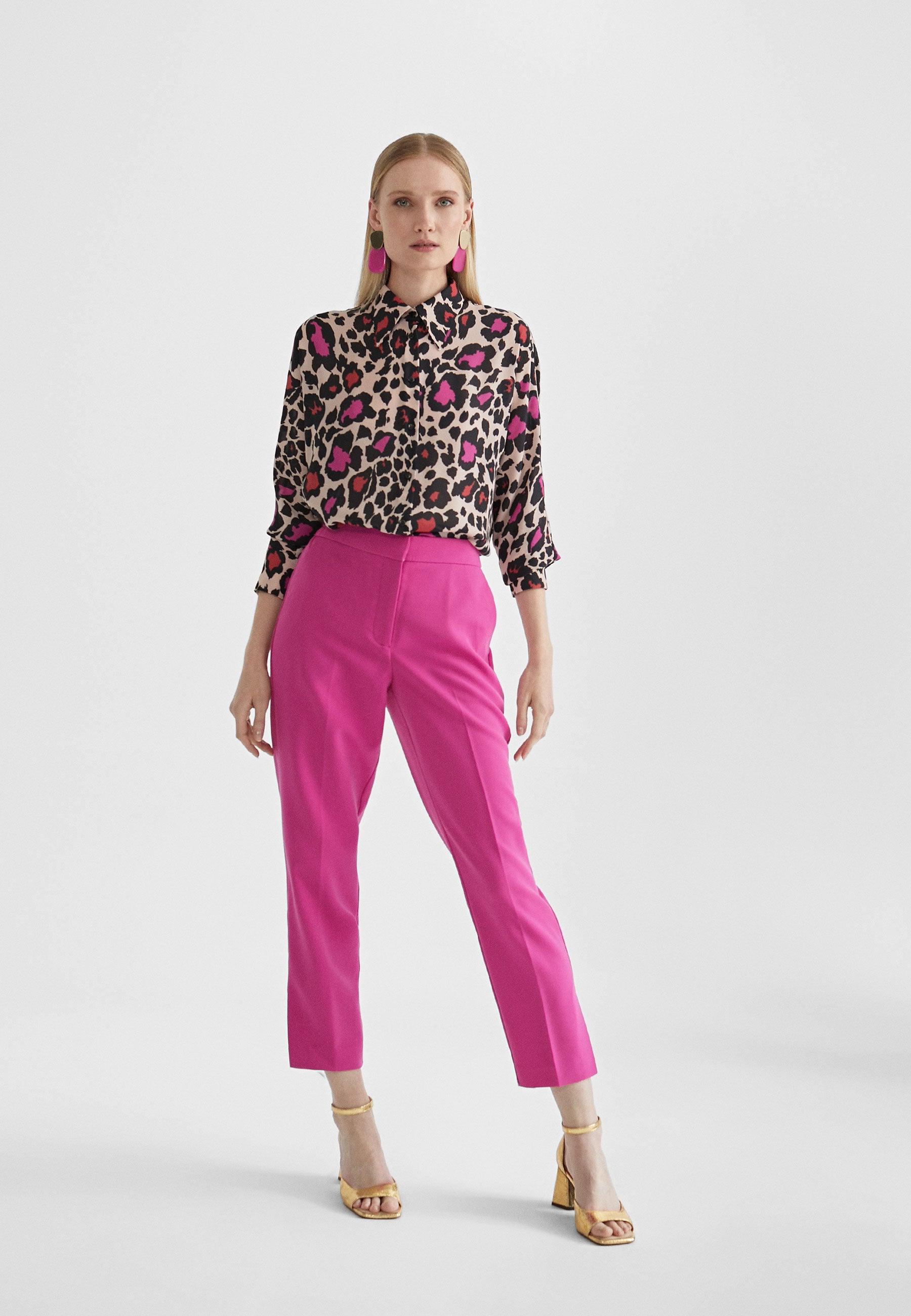 MS2414014-Fuchsia-Cropped trousers with slits