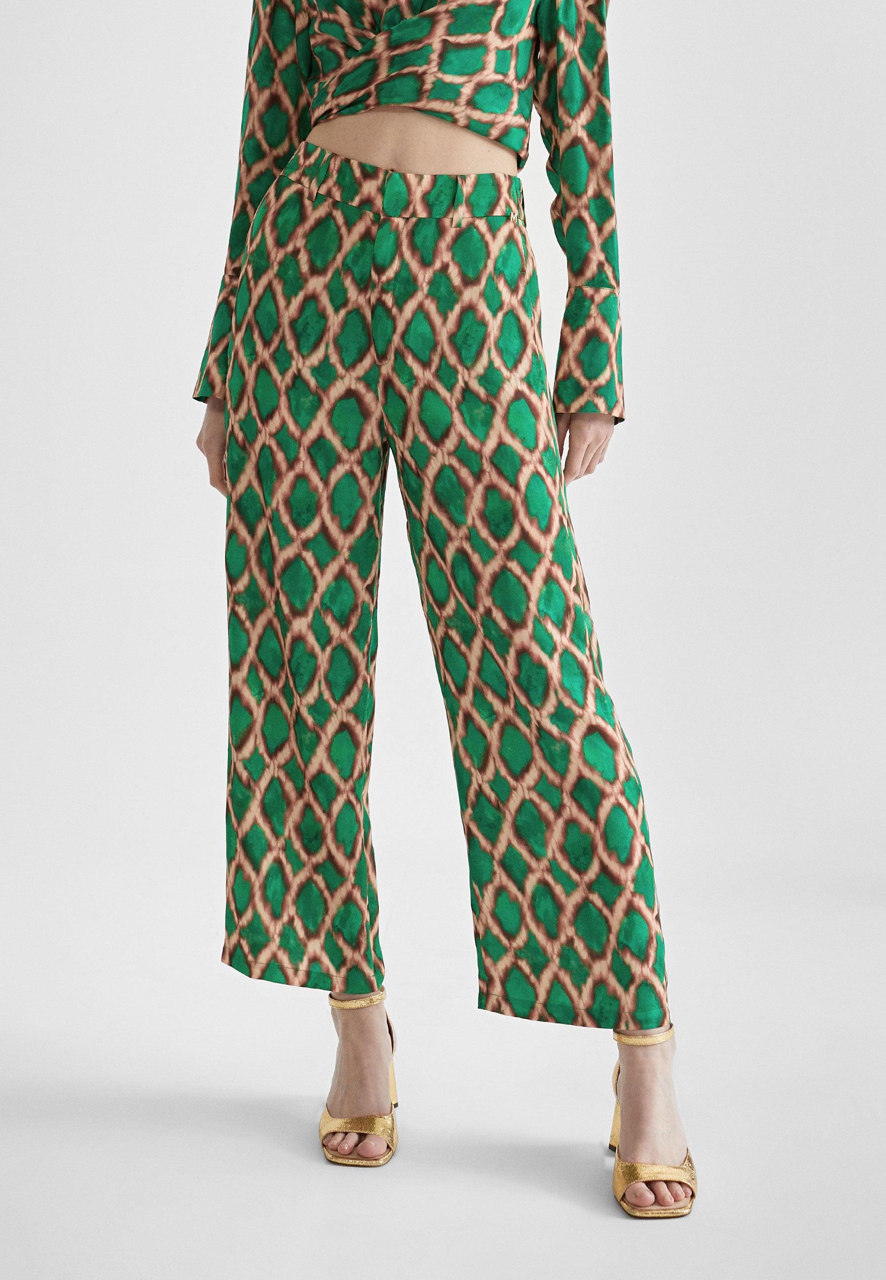 MS2414025-Green-Brown-Printed culottes