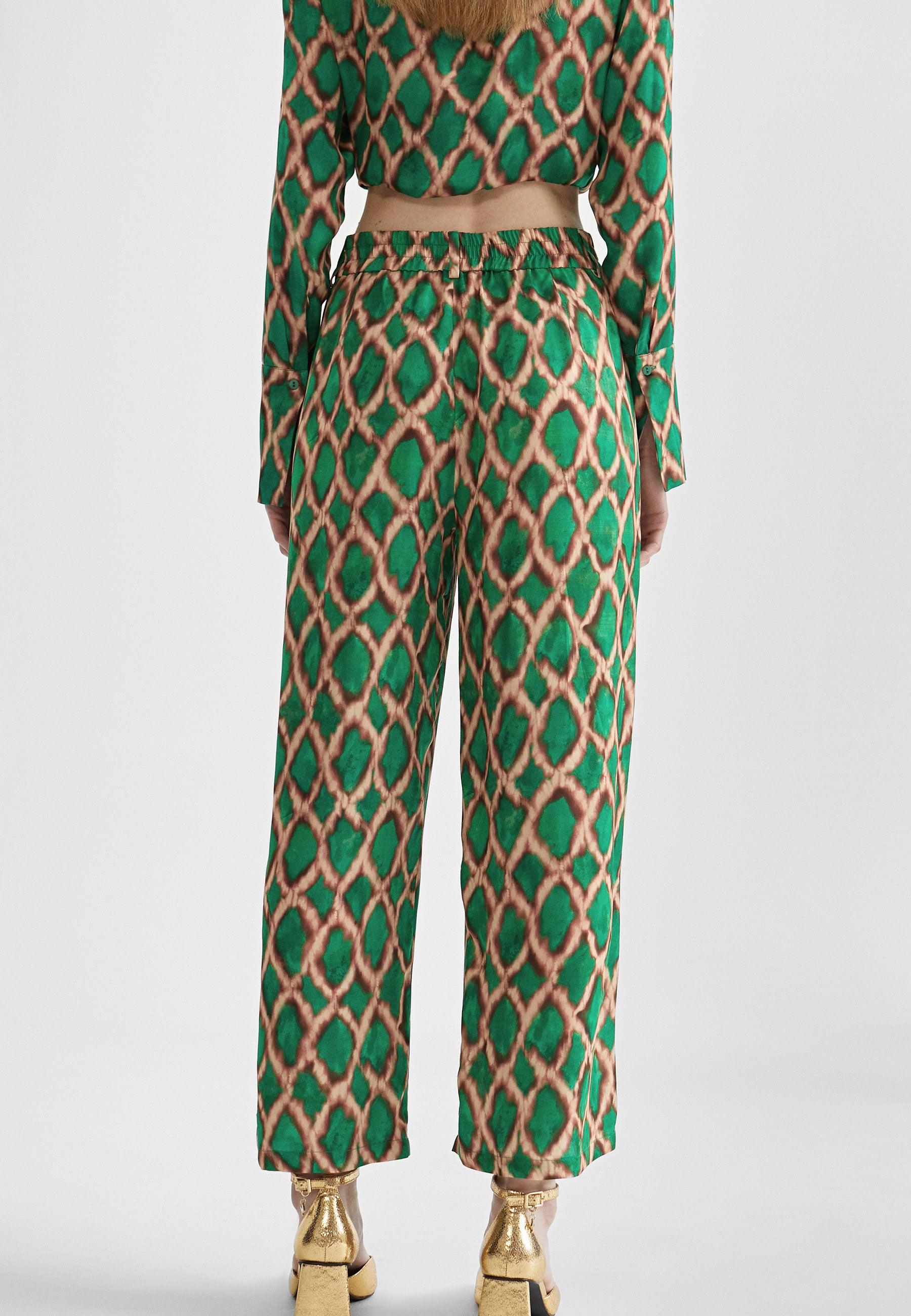 MS2414025-Green-Brown-Printed culottes