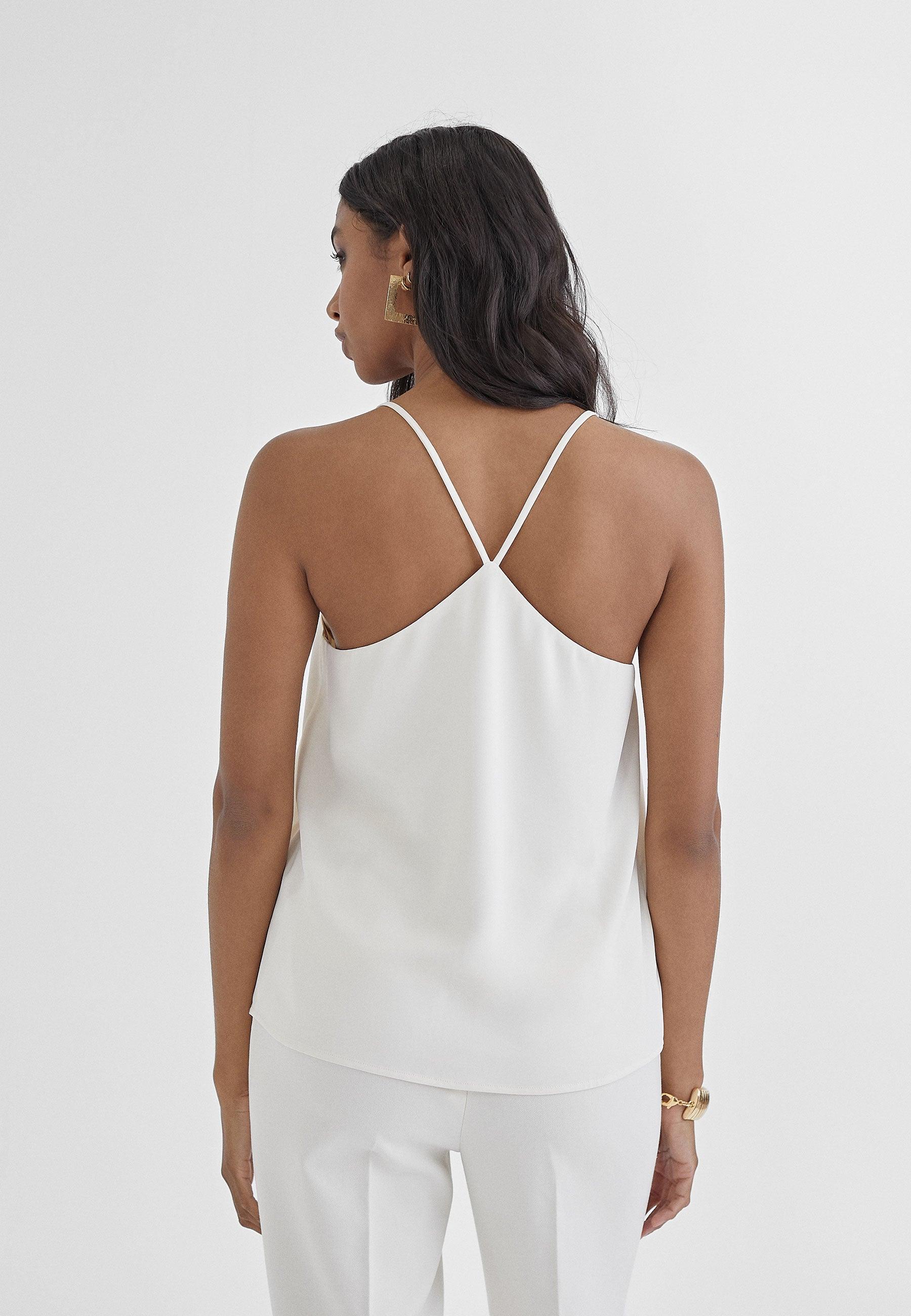 MS2415002-Ecru-Top with a V-neckline