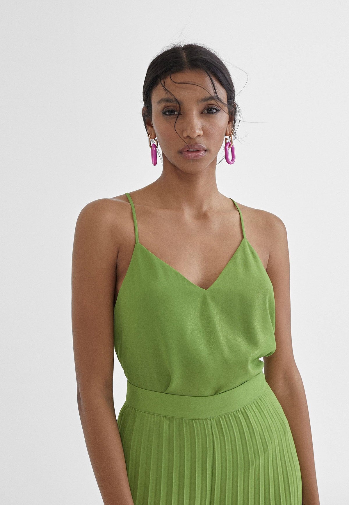 MS2415003-Pistachio-Top with a V-neckline