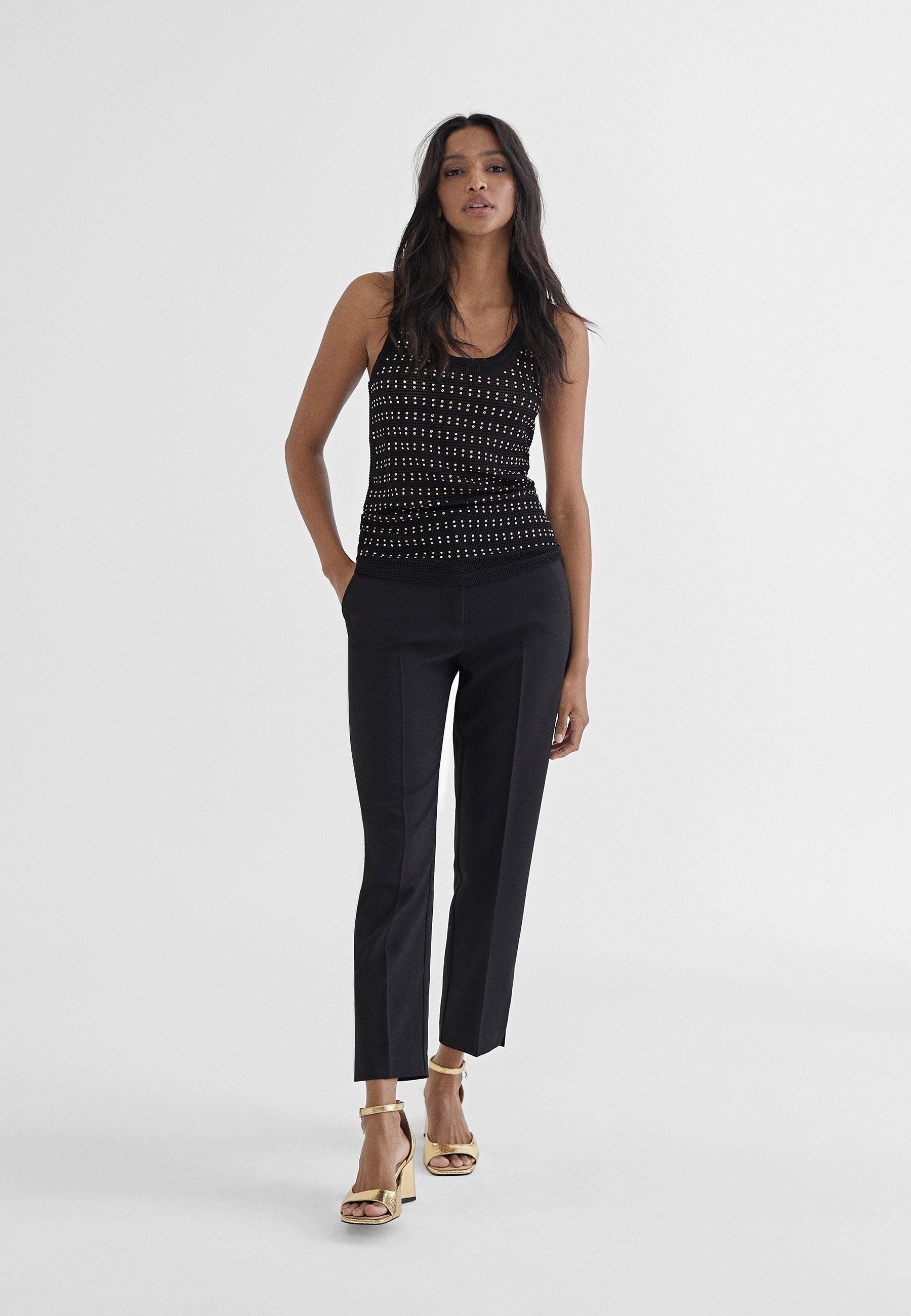 MS2415004-Black-Long top with metallic pieces