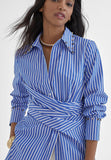 MS2415007-Blue-White-Striped shirt with knot