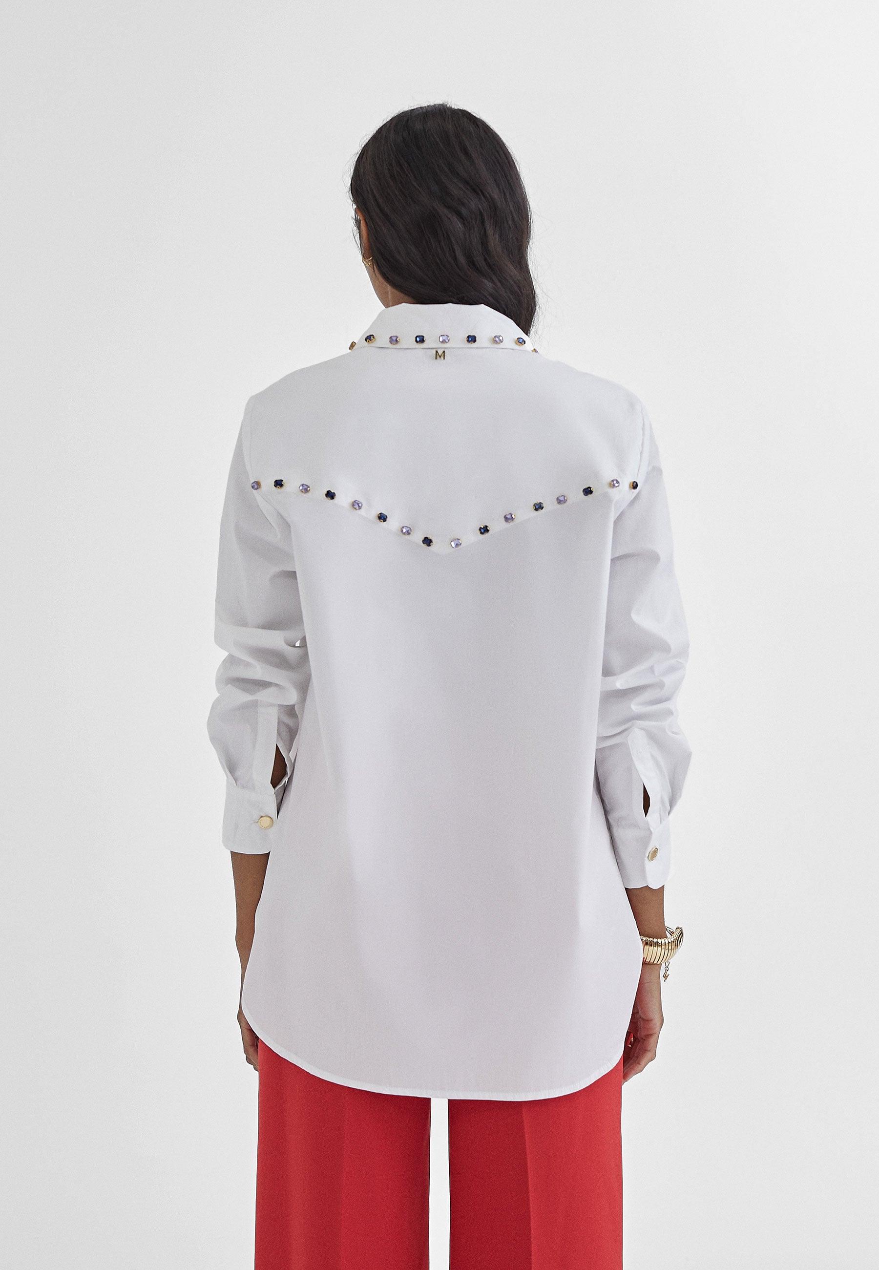 MS2415014-White-Shiny studded shirt