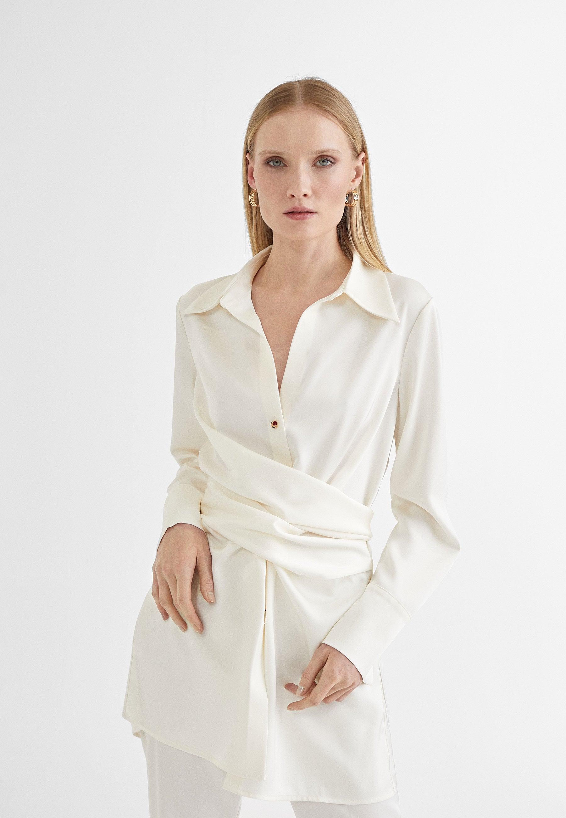 MS2415015-Ecru-Knotted shirt