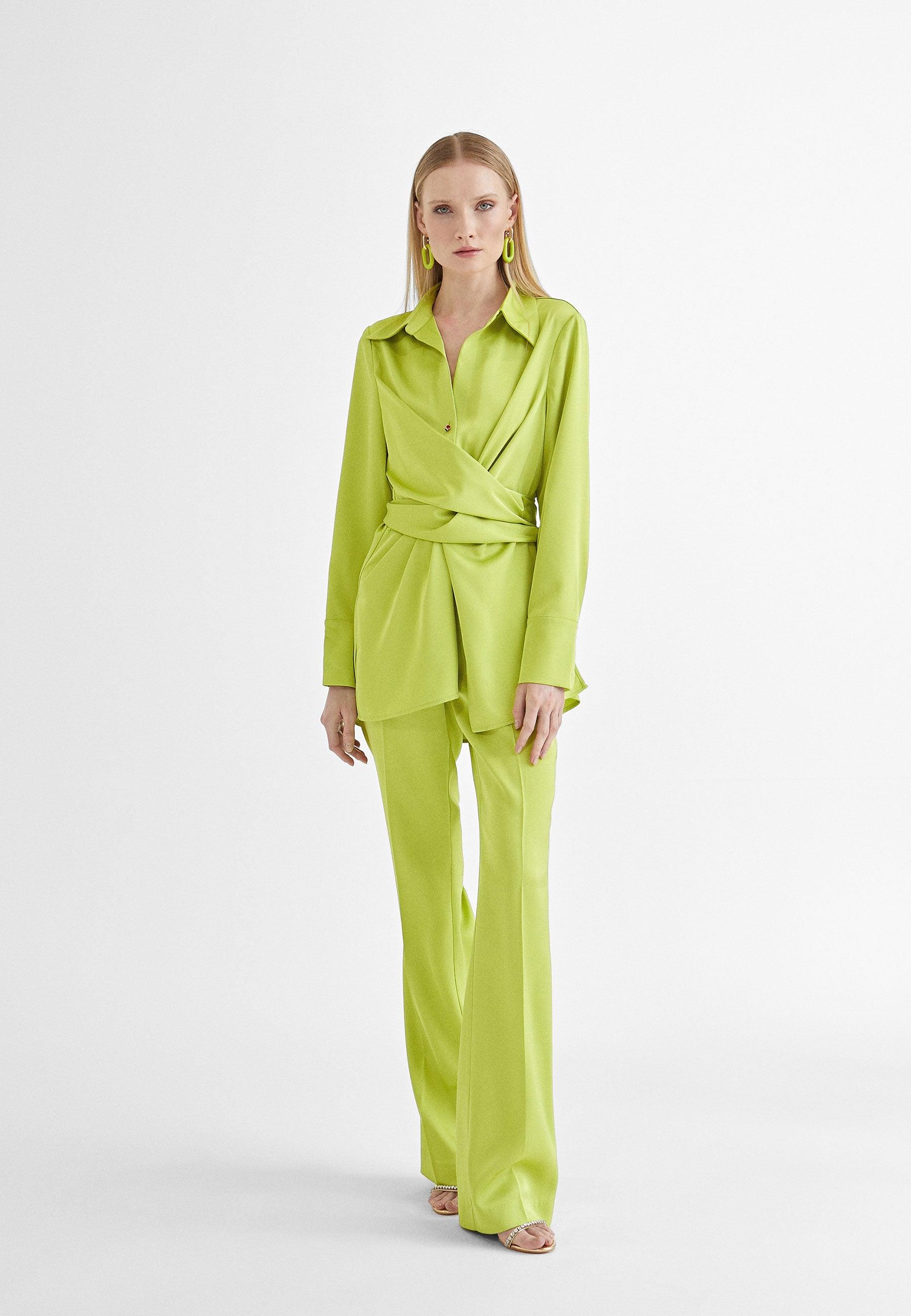 MS2415015-Lime-Knotted shirt