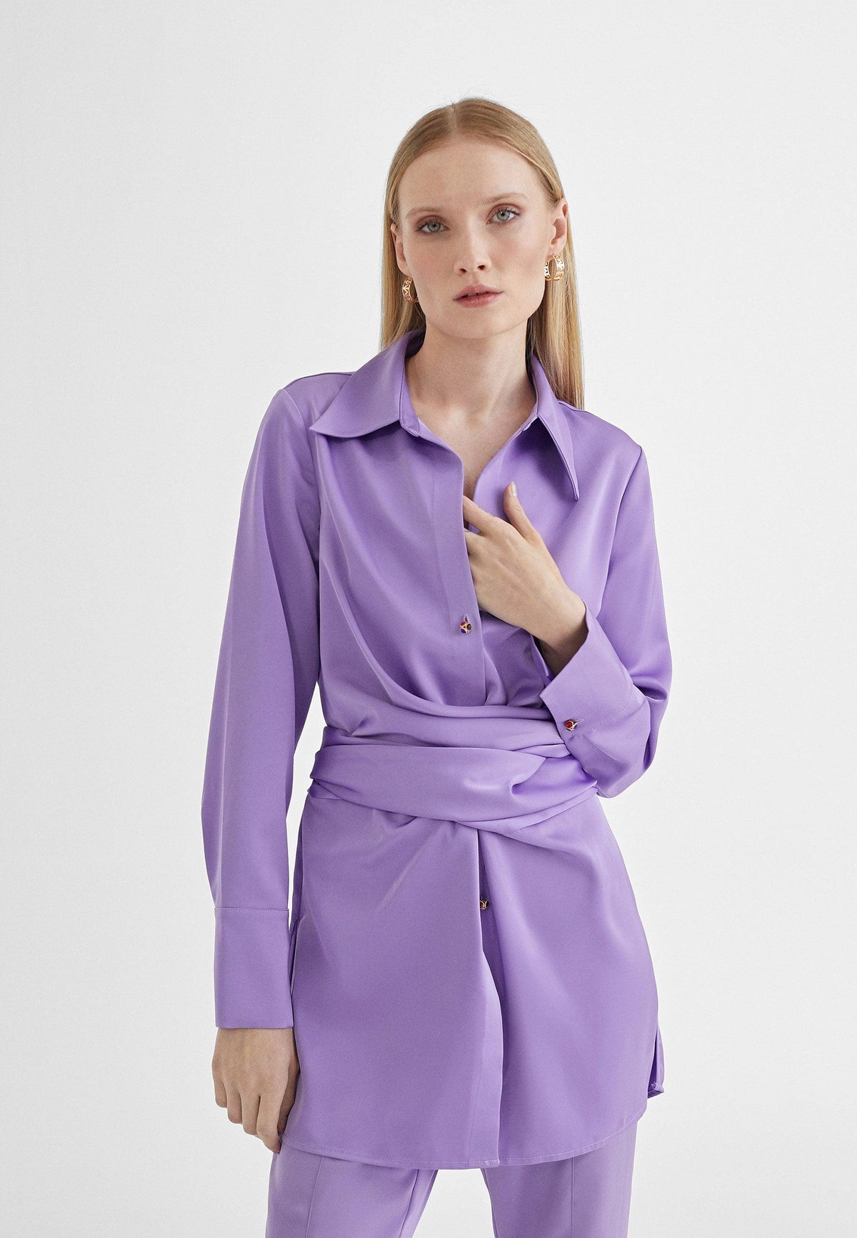 MS2415015-Lilac-Knotted shirt