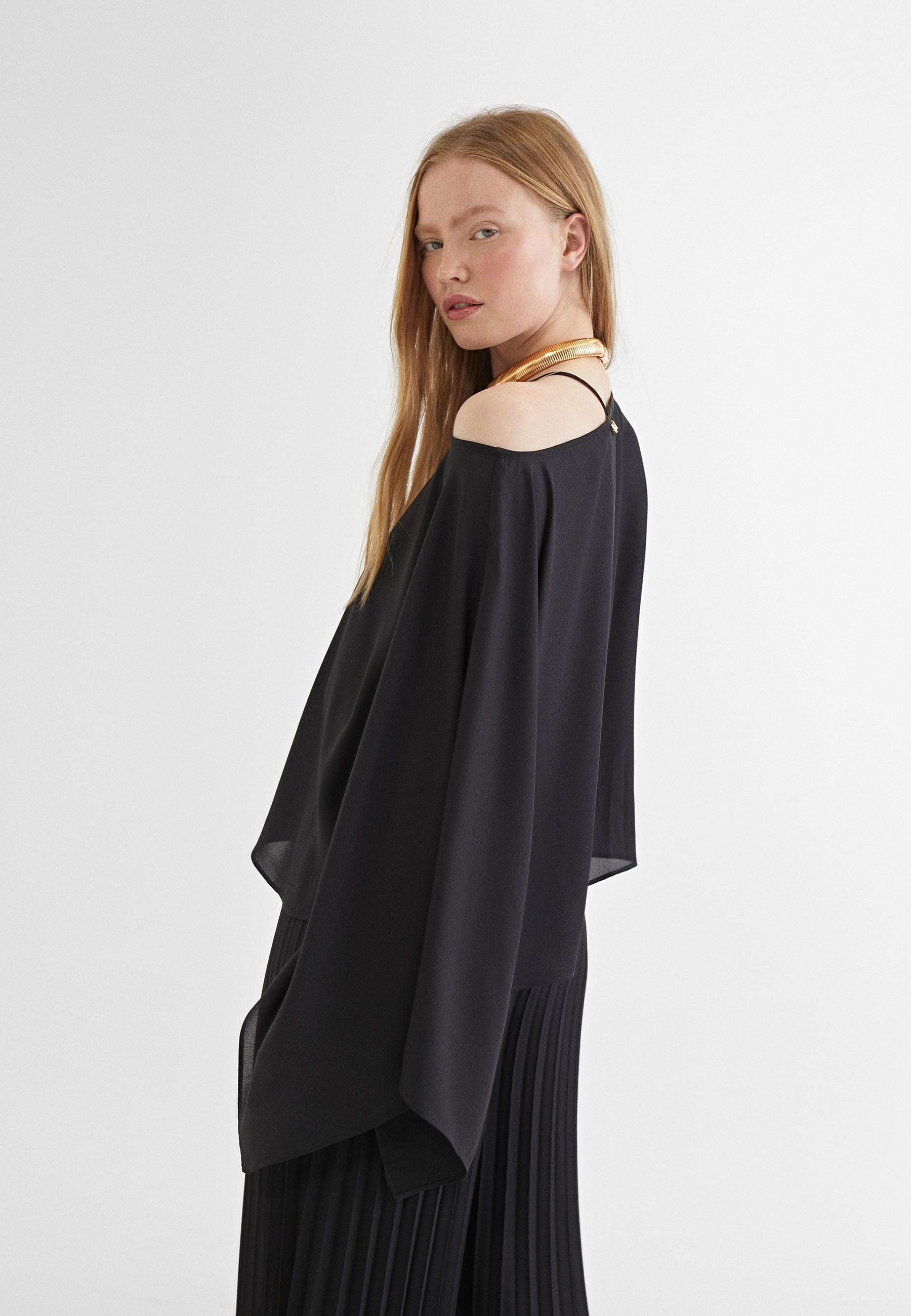 MS2415016-Black-Satin blouse/layer