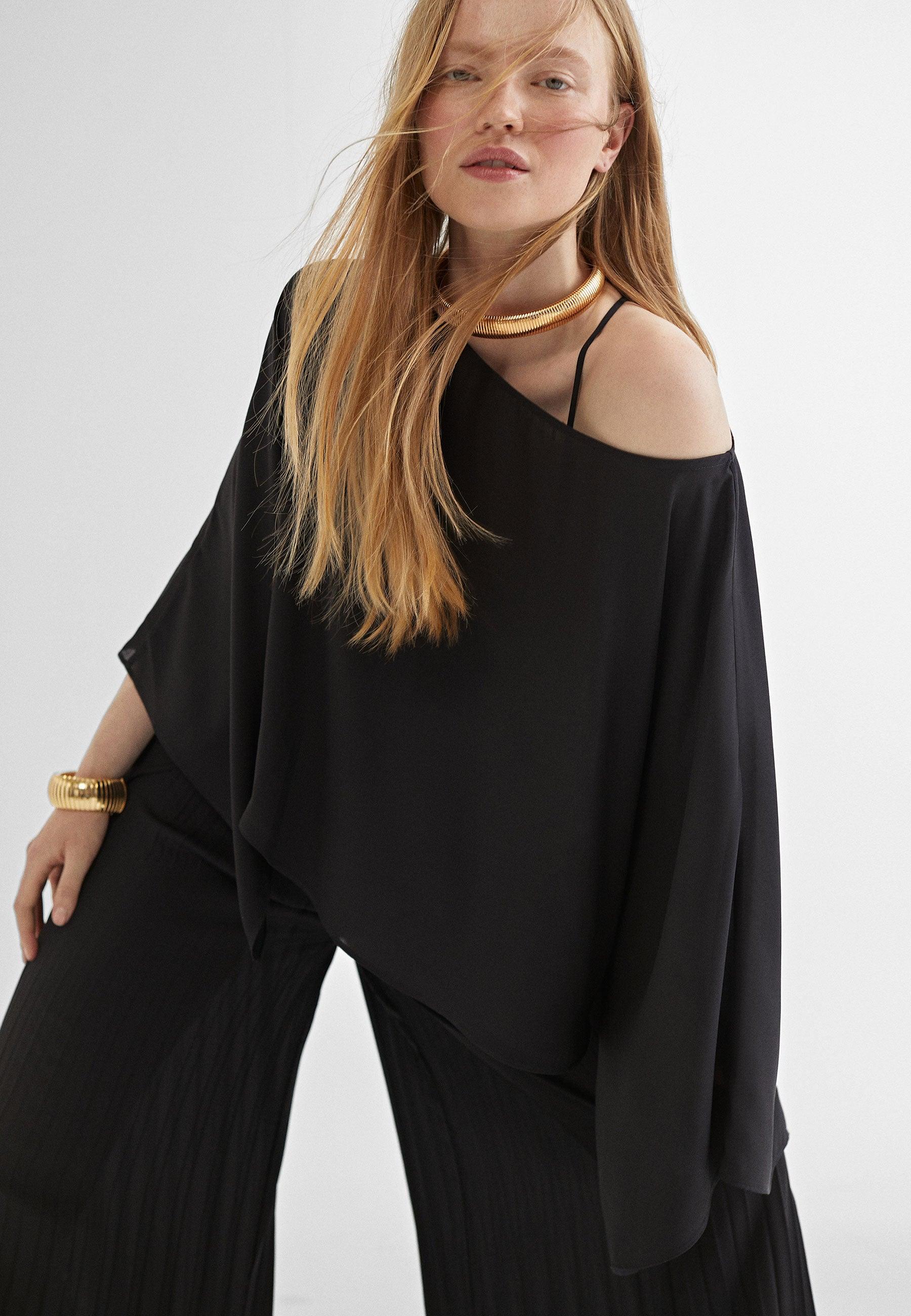 MS2415016-Black-Satin blouse/layer