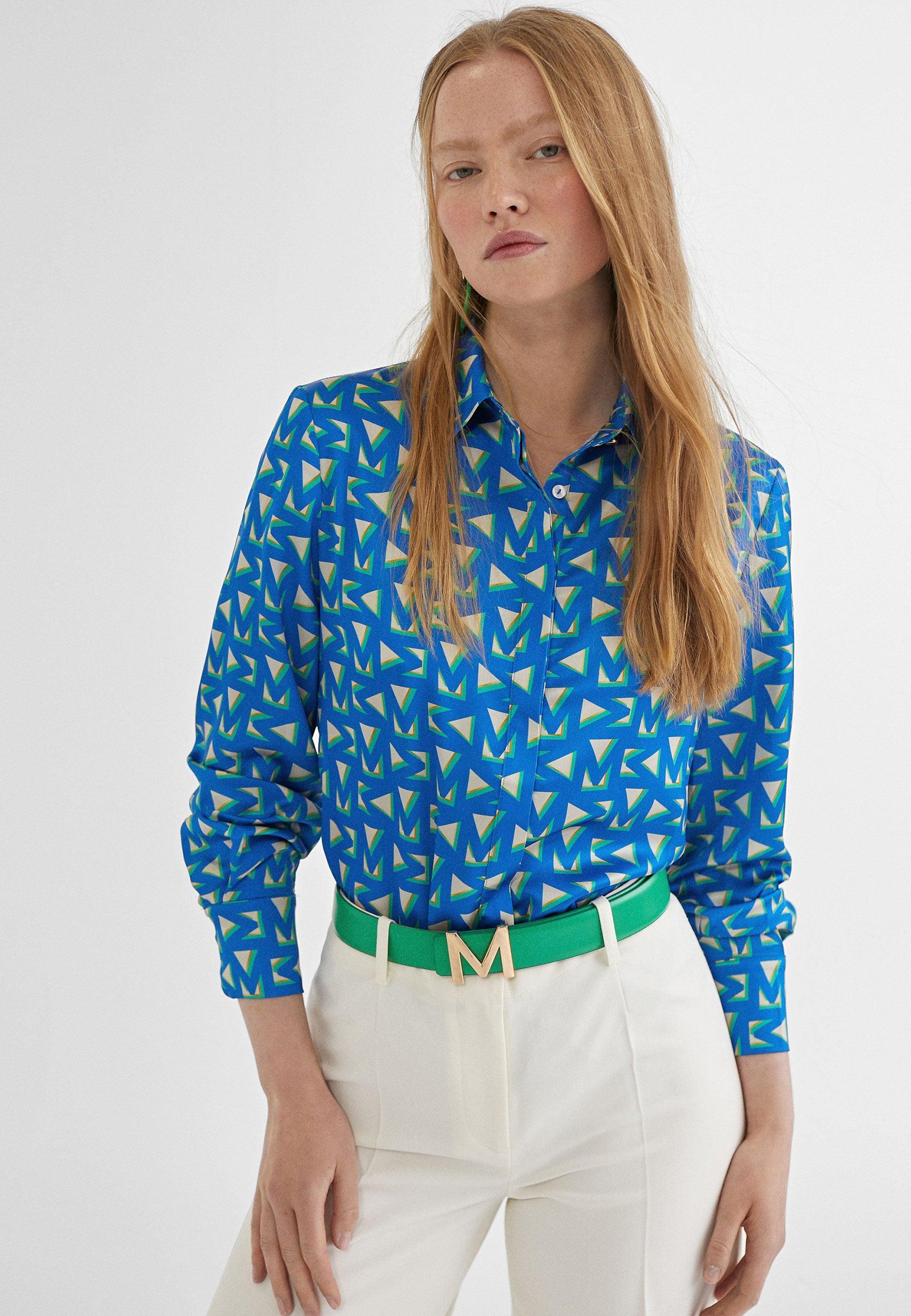 MS2415021-Electric-Blue-Logo printed shirt