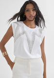 MS2415027-White-Metal-T-shirt with rhinestones