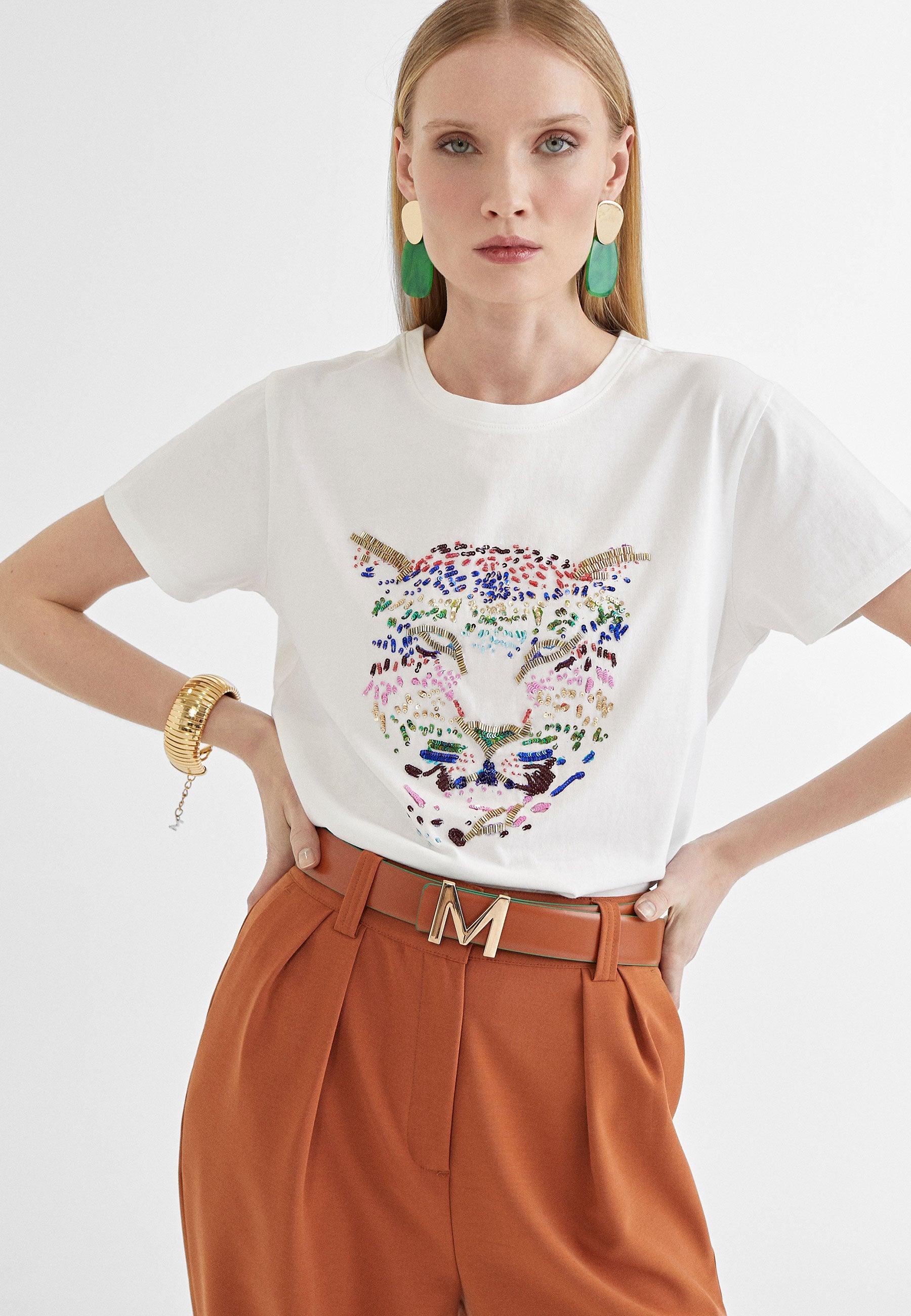 MS2415029-White-Pink-Tiger embroidery T-shirt