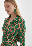 MS2415039-Green-Brown-Printed shirt with tie