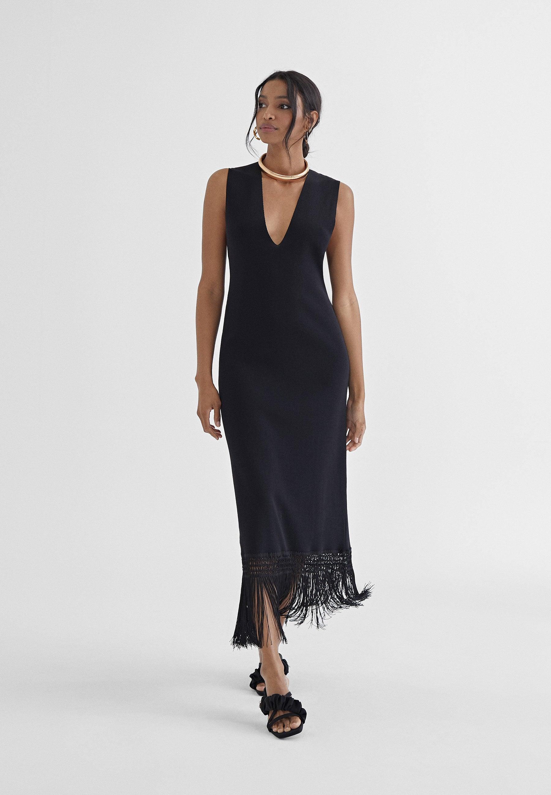 MS2416002-Black-Fringed dress