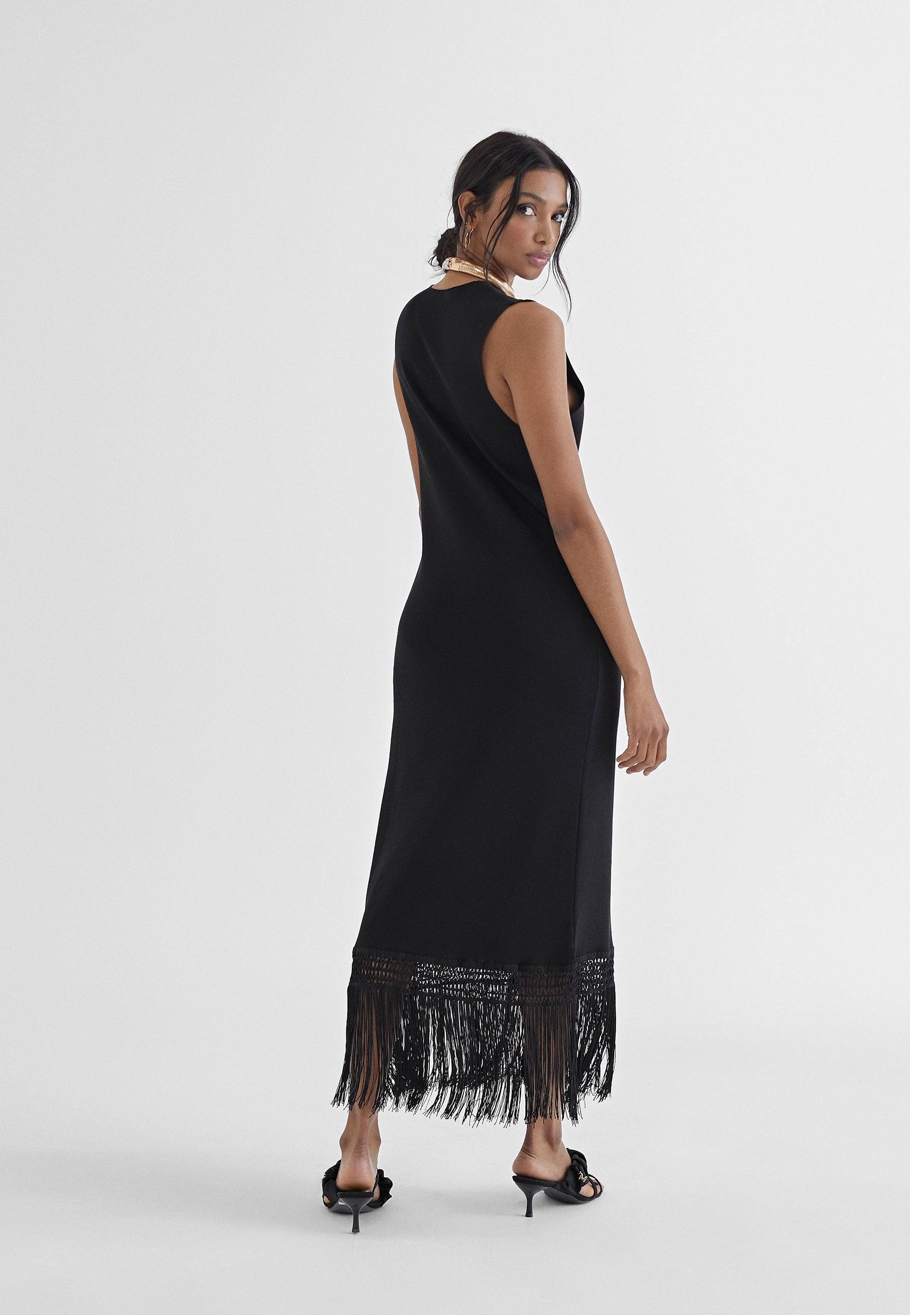 MS2416002-Black-Fringed dress