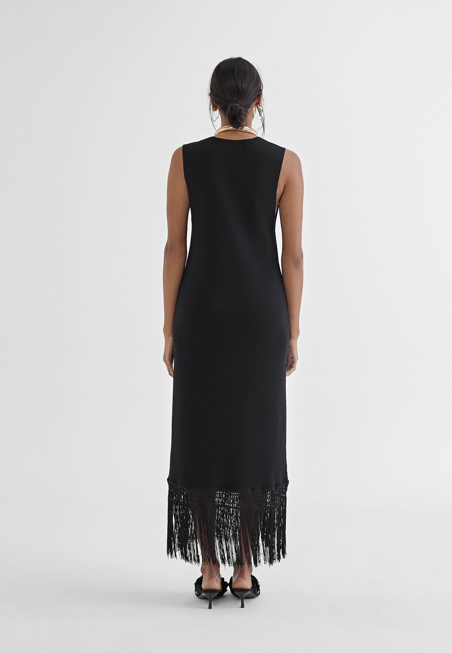 MS2416002-Black-Fringed dress