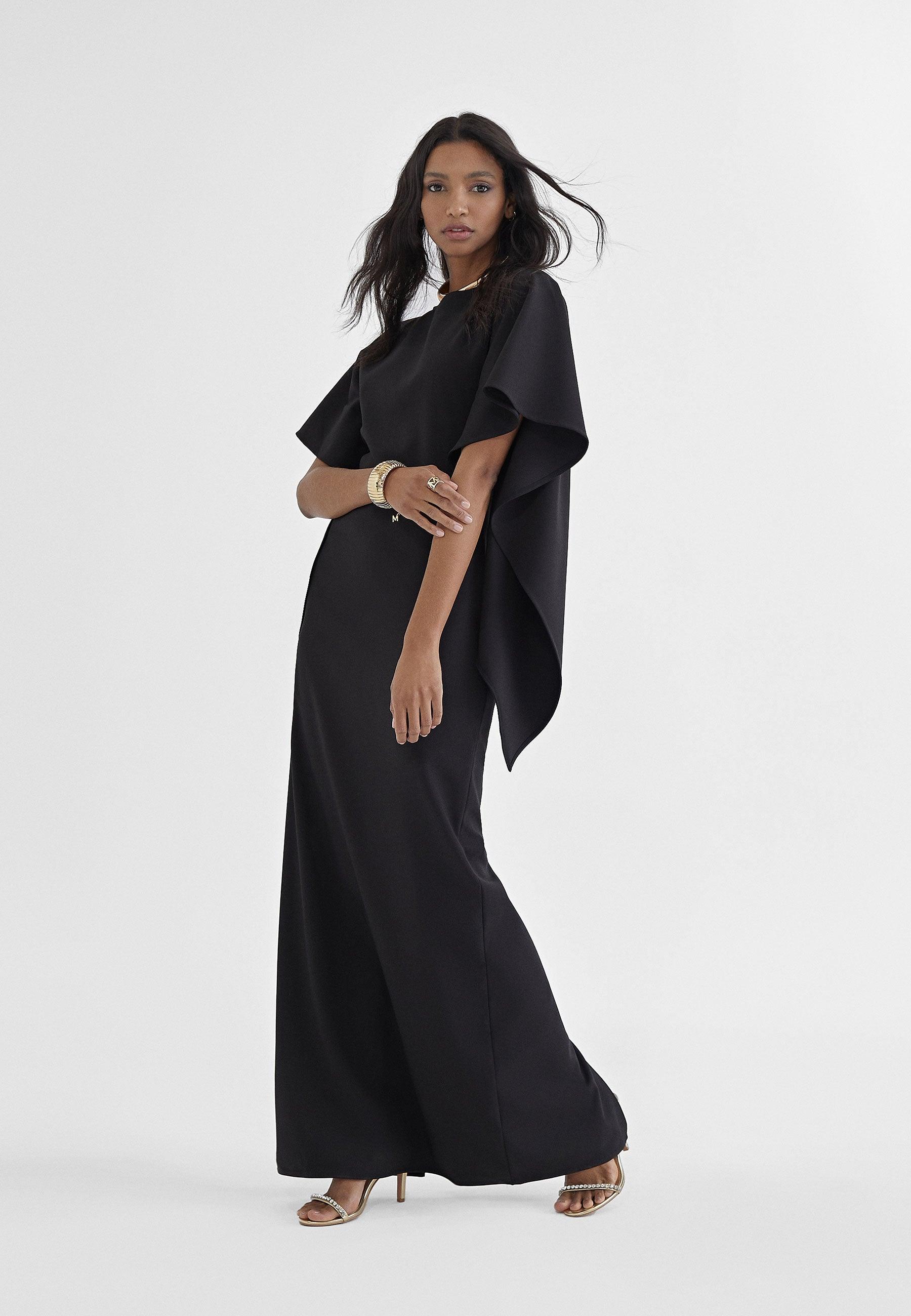 MS2416003-Black-Cape dress