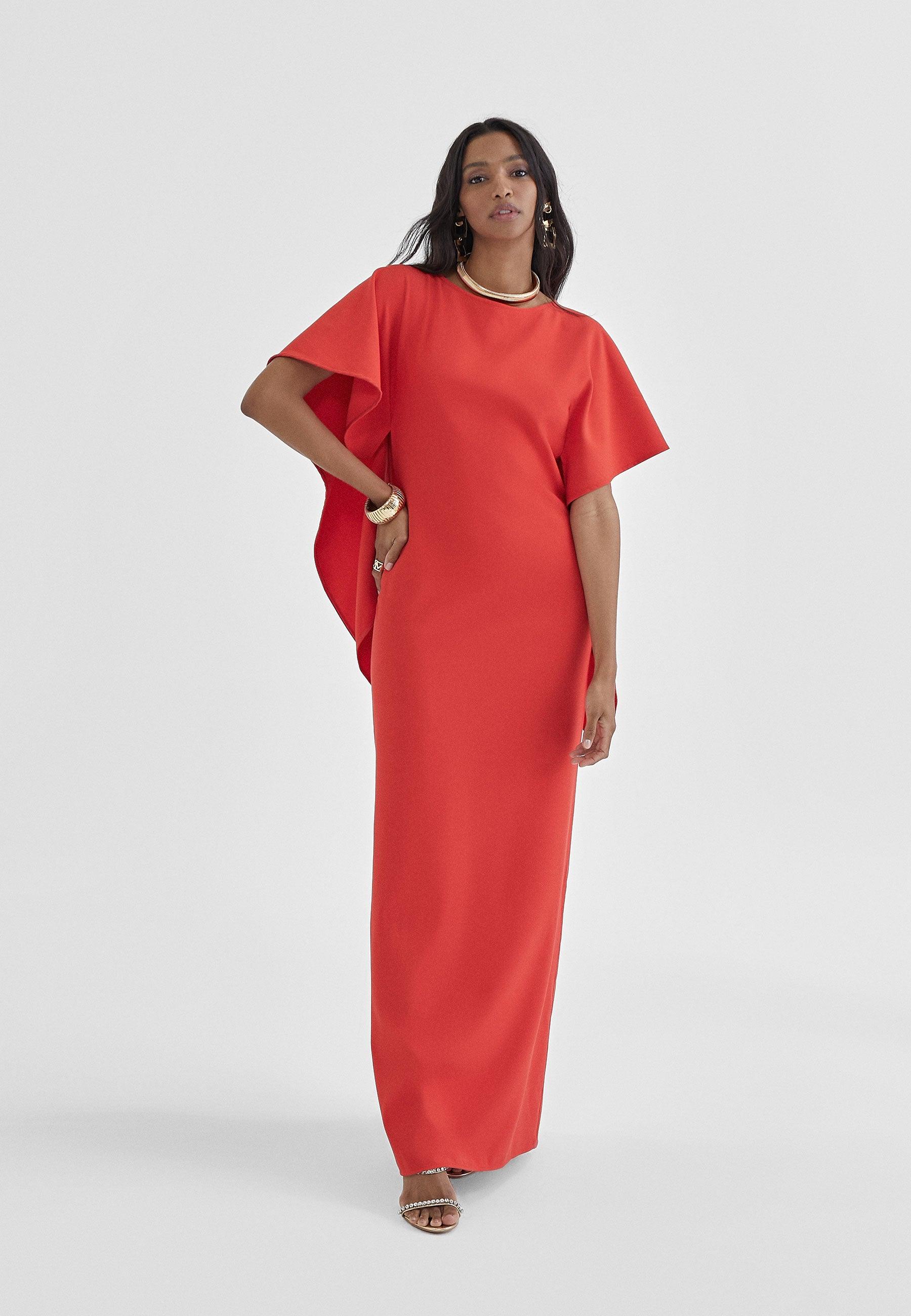 MS2416003-Red-Cape dress