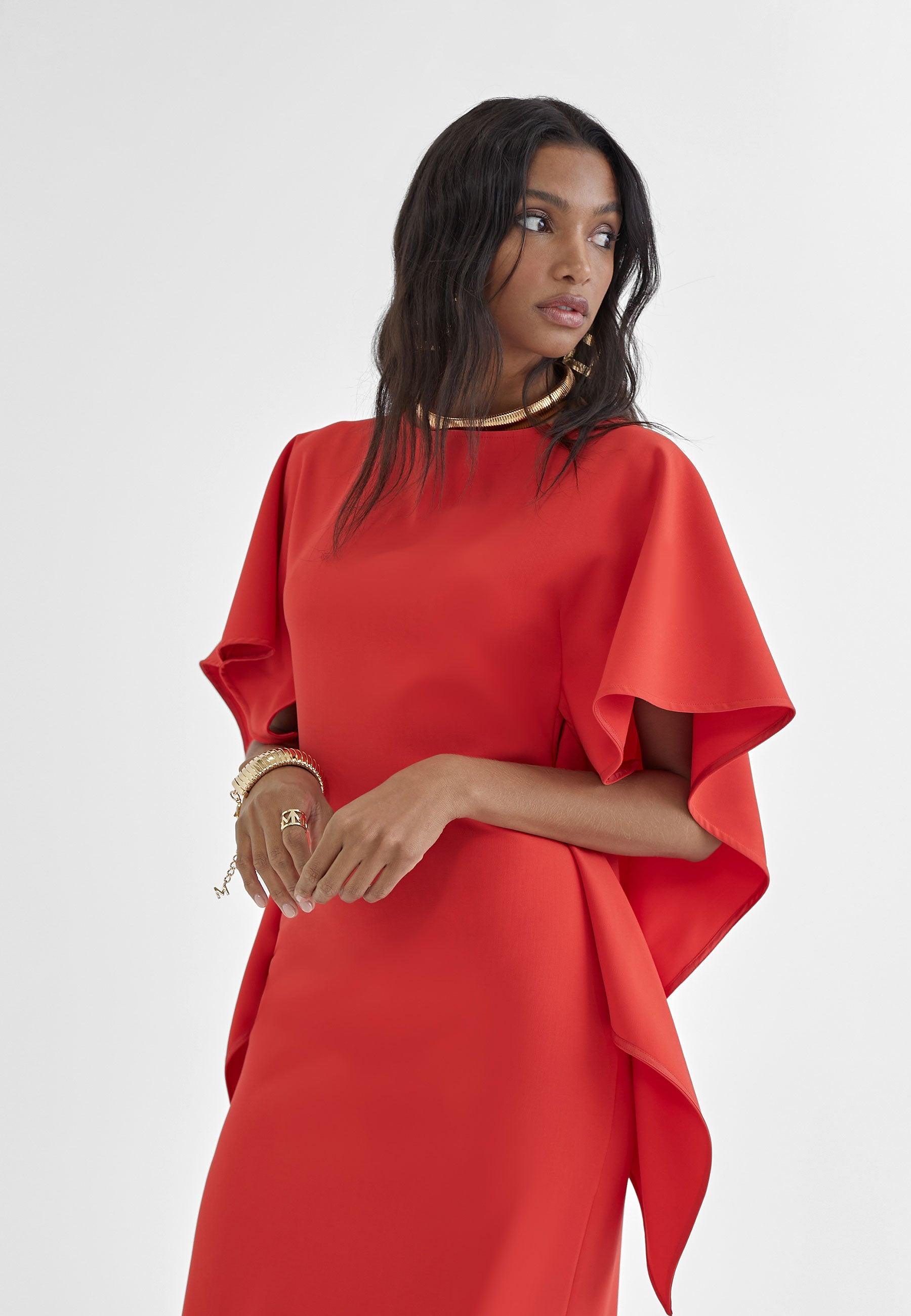 MS2416003-Red-Cape dress