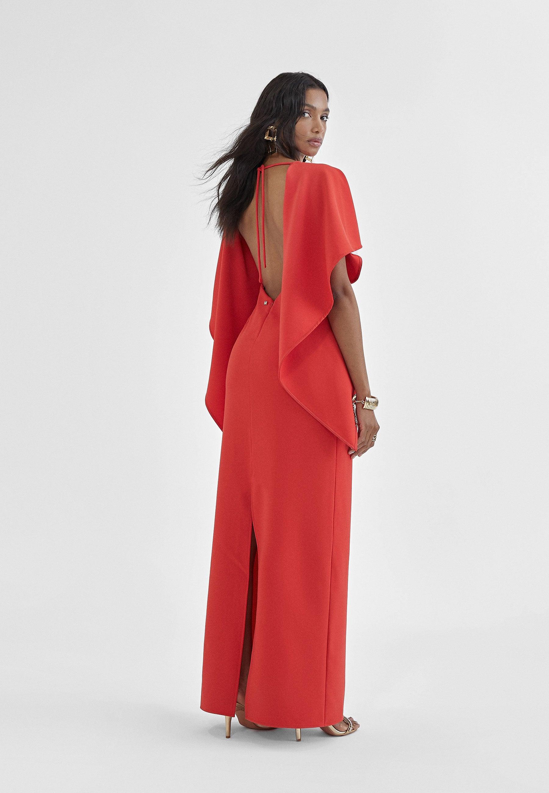 MS2416003-Red-Cape dress