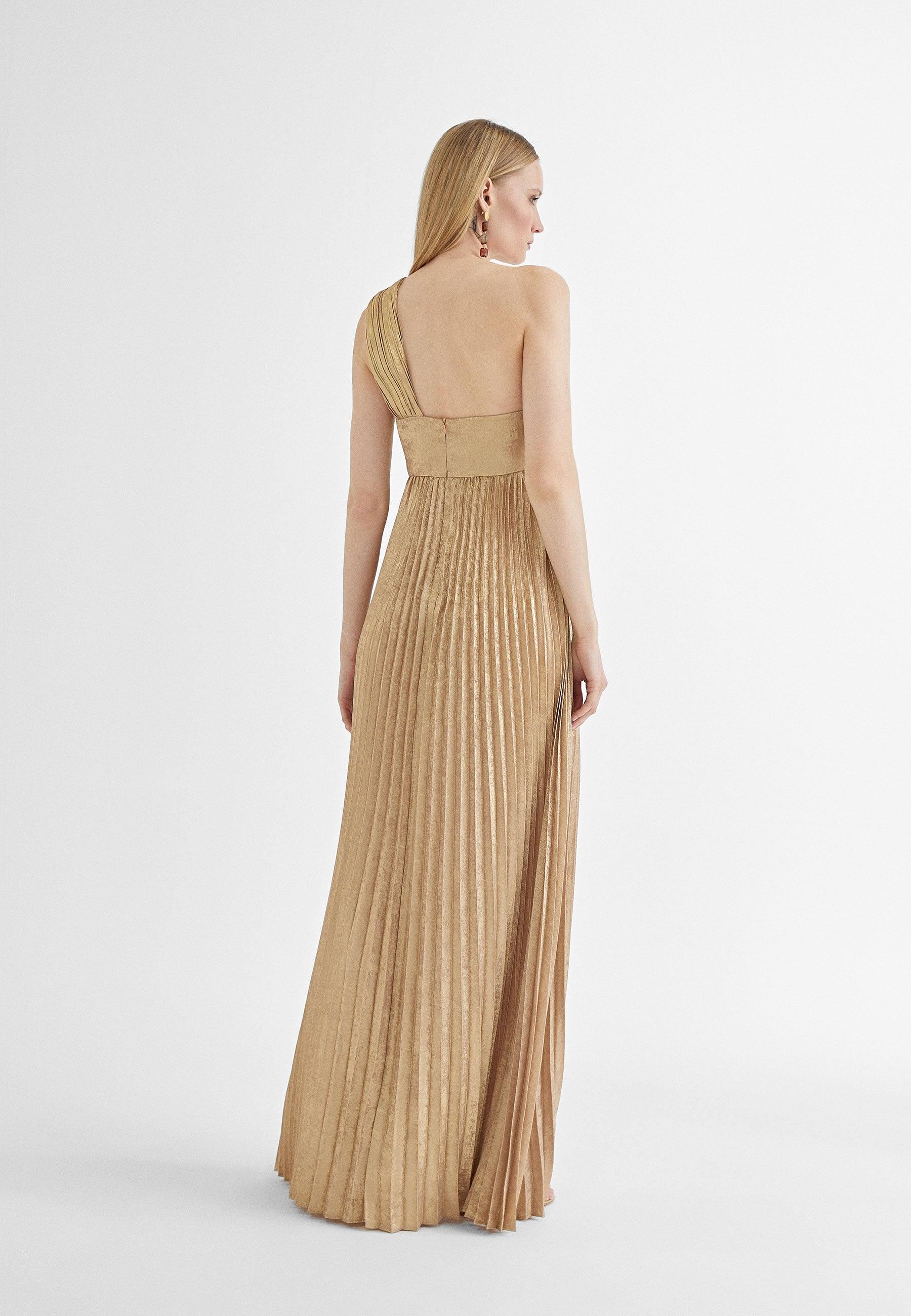 MS2416016-Gold-Long asymmetric dress