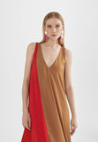 MS2416023-Brown-Red-Two-tone midi dress