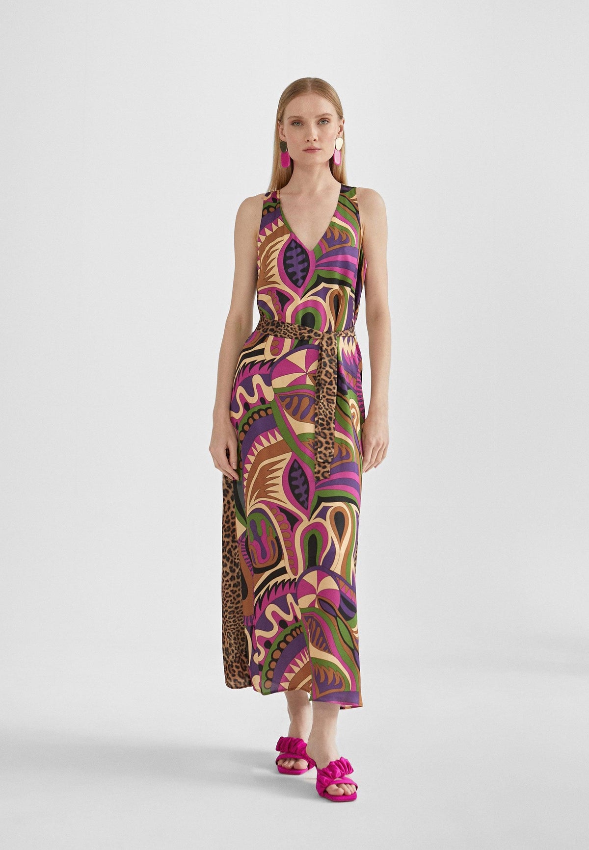 MS2416029-Lilac-Black-Printed midi dress